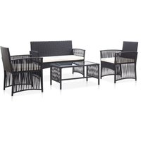 4-tlg. Garten-Lounge-Set mit Auflage Poly Rattan Schwarz - Vidaxl von VIDAXL