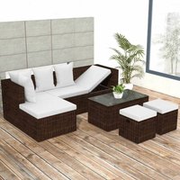 Vidaxl - 4-tlg. Garten-Lounge-Set mit Auflagen Poly Rattan Braun Vidaxl - 4-tlg. Garten-Lounge-Set mit Auflagen Poly Rattan Braun von VIDAXL