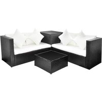 Vidaxl - 4-tlg. Garten-Lounge-Set mit Auflagen Poly Rattan Schwarz Vidaxl - 4-tlg. Garten-Lounge-Set mit Auflagen Poly Rattan Schwarz von VIDAXL