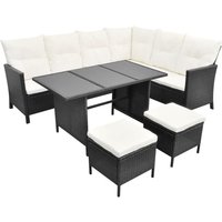 4-tlg. Garten-Lounge-Set mit Auflagen Poly Rattan Schwarz Vidaxl 4-tlg. Garten-Lounge-Set mit Auflagen Poly Rattan Schwarz Vidaxl von VIDAXL