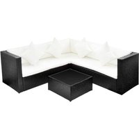 4-tlg. Garten-Lounge-Set mit Auflagen Poly Rattan Schwarz vidaXL 4-tlg. Garten-Lounge-Set mit Auflagen Poly Rattan Schwarz vidaXL von VIDAXL