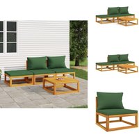 4-tlg. Garten-Lounge-Set mit Grünen Kissen Massivholz - Gartenmöbel - Loungemöbel - Gartenlounge - Holz Gartenmöbel - Akazienholz Möbel 4-tlg. Garten-Lounge-Set mit Grünen Kissen Massivholz - Gartenmöbel - Loungemöbel - Gartenlounge - Holz Gartenmöbel - Akazienholz Möbel von VIDAXL