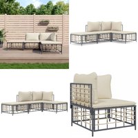 Vidaxl - 4-tlg. Garten-Lounge-Set mit Kissen Anthrazit Poly Rattan - Gartensorte - Loungesessel - Gartenmöbeln - Outdoor Möbel - Esszimmergarnituren von VIDAXL