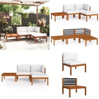 4-tlg. Garten-Lounge-Set mit Kissen Cremeweiß Massivholz Akazie - Gartensofa - Loungesessel - Gartenmöbel Set - Holz Gartenmöbel - Akasie Möbel 4-tlg. Garten-Lounge-Set mit Kissen Cremeweiß Massivholz Akazie - Gartensofa - Loungesessel - Gartenmöbel Set - Holz Gartenmöbel - Akasie Möbel von VIDAXL