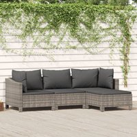 4-tlg. Garten-Lounge-Set mit Kissen Grau Poly Rattan - Vidaxl 4-tlg. Garten-Lounge-Set mit Kissen Grau Poly Rattan - Vidaxl von VIDAXL