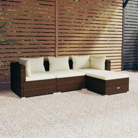 4-tlg. Garten-Lounge-Set mit Kissen Poly Rattan Braun - Vidaxl 4-tlg. Garten-Lounge-Set mit Kissen Poly Rattan Braun - Vidaxl von VIDAXL