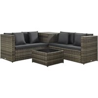4-tlg. Garten-Lounge-Set mit Kissen Poly Rattan Grau Vidaxl 4-tlg. Garten-Lounge-Set mit Kissen Poly Rattan Grau Vidaxl von VIDAXL