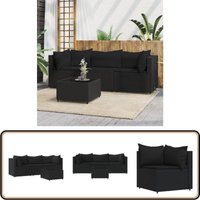 4-tlg. Garten-Lounge-Set mit Kissen Schwarz Poly Rattan - Gartensorte - Gartenmöbel - Loungemöbel - Esszimmergarnitur - Outdoor Möbel 4-tlg. Garten-Lounge-Set mit Kissen Schwarz Poly Rattan - Gartensorte - Gartenmöbel - Loungemöbel - Esszimmergarnitur - Outdoor Möbel von VIDAXL