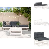 4-tlg. Garten-Lounge-Set mit Kissen Weiß Massivholz - Gartenmöbel - Loungesessel - Gartenloungeset - Rattan Möbel - Holz Gartenmöbel 4-tlg. Garten-Lounge-Set mit Kissen Weiß Massivholz - Gartenmöbel - Loungesessel - Gartenloungeset - Rattan Möbel - Holz Gartenmöbel von VIDAXL