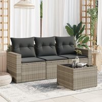 4-tlg. Garten-Sofagarnitur mit Kissen Hellgrau Poly Rattan - Vidaxl 4-tlg. Garten-Sofagarnitur mit Kissen Hellgrau Poly Rattan - Vidaxl von VIDAXL