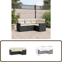 4-tlg. Garten-Sofagarnitur mit Kissen Schwarz Poly Rattan - Gartenmöbel - Rattan Möbel - Outdoor Sofa - Lounge Set - Esszimmergarnitur von VIDAXL