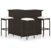 4-tlg. Gartenbar-Set mit Kissen Poly Rattan Braun - Vidaxl von VIDAXL
