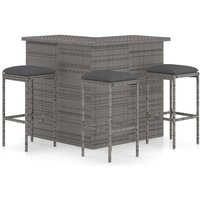 4-tlg. Gartenbar-Set mit Kissen Poly Rattan Grau - Vidaxl von VIDAXL