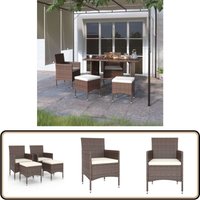 Vidaxl - 4-tlg. Gartenstuhl und Hocker Set Poly Rattan Braun - Gartensessel - Gartenhocker - Outdoor Möbel - Gartenmöbel Set - Rattan Sessel von VIDAXL