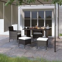 Vidaxl - 4-tlg. Gartenstuhl und Hocker Set Poly Rattan Schwarz von VIDAXL
