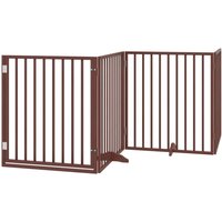 4-tlg. Hundetor mit Tür Faltbar Braun 320 cm Pappelholz vidaXL von VIDAXL