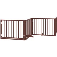 4-tlg. Hundetor mit Tür Faltbar Braun 320 cm Pappelholz vidaXL von VIDAXL
