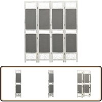 4-tlg. Raumteiler Grau 140x165 cm Stoff - Raumteiler - Paravent - Sichtschutz - Wohnzimmereinrichtung - Schlafzimmereinrichtung von VIDAXL