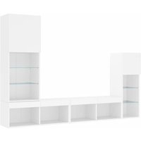 4-tlg. Wohnwand mit LED-Beleuchtung Weiß Holzwerkstoff vidaXL 4-tlg. Wohnwand mit LED-Beleuchtung Weiß Holzwerkstoff vidaXL von VIDAXL
