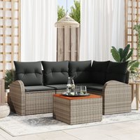 5-teiliges Gartensofa Set mit Kissen Grau Poly Rattan Akazie Vidaxl 119506 5-teiliges Gartensofa Set mit Kissen Grau Poly Rattan Akazie Vidaxl 119506 von VIDAXL