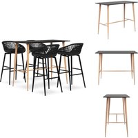 5-tlg. Bar-Set Schwarz - Bar Set - Bartisch - Barhocker - Kücheninsel - Wohnzimmer Dekoration von VIDAXL