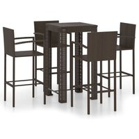 5-tlg. Garten-Bar-Set mit Armlehnen Poly Rattan Braun Vidaxl 5-tlg. Garten-Bar-Set mit Armlehnen Poly Rattan Braun Vidaxl von VIDAXL