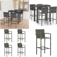 5-tlg. Garten-Bar-Set mit Armlehnen Poly Rattan Grau - Gartensets - Gartenbar - Bartisch - Barhocker - Rattan Möbel - Home & Living von VIDAXL