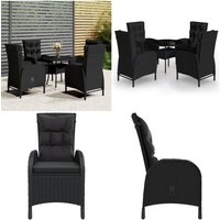 5-tlg. Garten-Bistro-Set Poly Rattan Schwarz - Gartensets - Outdoor Möbel - Bistro Set - Gartenmöbel - Polyrattan Möbel - Home & Living von VIDAXL
