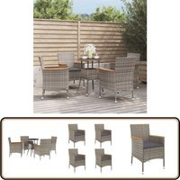 5-tlg. Garten-Bistro-Set mit Kissen Grau Poly Rattan - Gartenmöbel - Bistroset - Esstisch - Gartentisch - Outdoor Möbel 5-tlg. Garten-Bistro-Set mit Kissen Grau Poly Rattan - Gartenmöbel - Bistroset - Esstisch - Gartentisch - Outdoor Möbel von VIDAXL