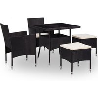 5-tlg. Garten-Essgruppe Schwarz Poly Rattan und Glas Vidaxl von VIDAXL
