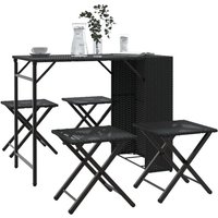 5-tlg. Garten-Essgruppe Faltbar Schwarz Poly Rattan Vidaxl 413298 von VIDAXL