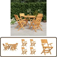 5-tlg. Garten-Essgruppe Massivholz Teak - Holztisch - Gartentisch - Essgruppe - Gartenmöbel - Teakholz von VIDAXL