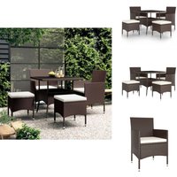 5-tlg. Garten-Essgruppe Poly Rattan Braun - Gartenmöbel - Essgruppe - Outdoor-Set - Rattan Gartenmöbel - Polyethylen Gartenmöbel 5-tlg. Garten-Essgruppe Poly Rattan Braun - Gartenmöbel - Essgruppe - Outdoor-Set - Rattan Gartenmöbel - Polyethylen Gartenmöbel von VIDAXL