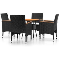 5-tlg. Garten-Essgruppe Poly Rattan Schwarz vidaXL von VIDAXL