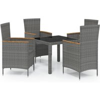 5-tlg. Garten-Essgruppe mit Kissen Poly Rattan Grau Vidaxl von VIDAXL