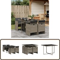 5-tlg. Garten-Essgruppe mit Kissen Grau Poly Rattan - Gartentisch - Gartenmöbel Set - Esstisch - Gartenset - Outdoor Möbel 5-tlg. Garten-Essgruppe mit Kissen Grau Poly Rattan - Gartentisch - Gartenmöbel Set - Esstisch - Gartenset - Outdoor Möbel von VIDAXL