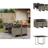 5-tlg. Garten-Essgruppe mit Kissen Grau Poly Rattan - Gartentisch - Gartenmöbel Set - Esstisch - Gartenset - Outdoor Möbel 5-tlg. Garten-Essgruppe mit Kissen Grau Poly Rattan - Gartentisch - Gartenmöbel Set - Esstisch - Gartenset - Outdoor Möbel von VIDAXL