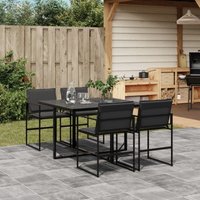 5-tlg. Garten-Essgruppe mit Kissen Schwarz Textilene - Vidaxl 5-tlg. Garten-Essgruppe mit Kissen Schwarz Textilene - Vidaxl von VIDAXL