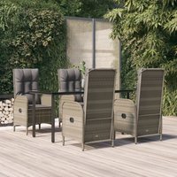 5-tlg. Garten-Essgruppe mit Kissen Schwarz und Grau Poly Rattan - Vidaxl von VIDAXL