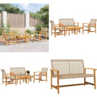5-tlg. Garten-Lounge-Set Beige Poly Rattan und Akazienholz - Gartensortiment - Gartenmöbel - Loungemöbel - Outdoormöbel - Esstisch - Home & Living 5-tlg. Garten-Lounge-Set Beige Poly Rattan und Akazienholz - Gartensortiment - Gartenmöbel - Loungemöbel - Outdoormöbel - Esstisch - Home & Living von VIDAXL