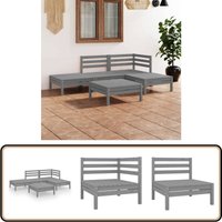 5-tlg. Garten-Lounge-Set Massivholz Kiefer Grau - Outdoor Lounge Set - Gartenmöbel - Rattan Möbel - Kiefernholzmöbel - Garten Sofa Set 5-tlg. Garten-Lounge-Set Massivholz Kiefer Grau - Outdoor Lounge Set - Gartenmöbel - Rattan Möbel - Kiefernholzmöbel - Garten Sofa Set von VIDAXL