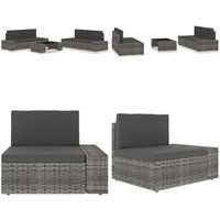 5-tlg. Garten-Lounge-Set Poly Rattan Grau - Outdoor Möbel - Gartenmöbel - Loungemöbel - Rattan Gartenmöbel - Esszimmergarnitur - Home & Living von VIDAXL