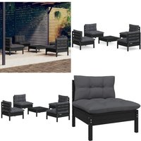 5-tlg. Garten-Lounge-Set mit Anthrazit Kissen Kiefernholz - Gartenmöbeln - Loungeset - Gartenloungesessel - Outdoor Möbel - Rattan Gartenmöbel - Home 5-tlg. Garten-Lounge-Set mit Anthrazit Kissen Kiefernholz - Gartenmöbeln - Loungeset - Gartenloungesessel - Outdoor Möbel - Rattan Gartenmöbel - Home von VIDAXL