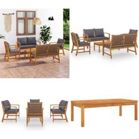 5-tlg. Garten-Lounge-Set mit Auflagen Massivholz Akazie - Gartengeräte - Loungemöbel - Gartenmöbel-Set - Holz Lounge Set - Akasienholzmöbel - Home & von VIDAXL
