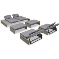 5-tlg. Garten-Lounge-Set mit Auflagen Poly Rattan Grau Vidaxl 5-tlg. Garten-Lounge-Set mit Auflagen Poly Rattan Grau Vidaxl von VIDAXL