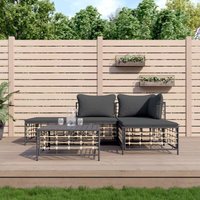 5-tlg. Garten-Lounge-Set mit Kissen Anthrazit Poly Rattan - Vidaxl von VIDAXL