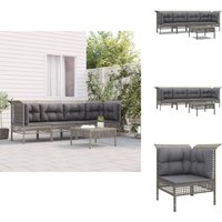 Vidaxl - 5-tlg. Garten-Lounge-Set mit Kissen Grau Poly Rattan - Gartenmöbeln - Loungesessel - Outdoor Möbel - Garten Lounge Set - Rattan Gartenmöbel von VIDAXL