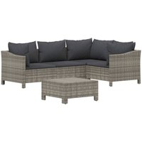 5-tlg. Garten-Lounge-Set mit Kissen Grau Poly Rattan - Vidaxl von VIDAXL