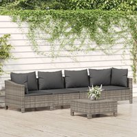 5-tlg. Garten-Lounge-Set mit Kissen Grau Poly Rattan - Vidaxl 5-tlg. Garten-Lounge-Set mit Kissen Grau Poly Rattan - Vidaxl von VIDAXL