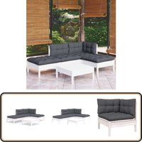 5-tlg. Garten-Lounge-Set mit Kissen Weiß Kiefernholz - Garten Lounge Set - Kiefernholz Möbel - Outdoor Möbel - Gartenmöbel - Esszimmergarnitur 5-tlg. Garten-Lounge-Set mit Kissen Weiß Kiefernholz - Garten Lounge Set - Kiefernholz Möbel - Outdoor Möbel - Gartenmöbel - Esszimmergarnitur von VIDAXL